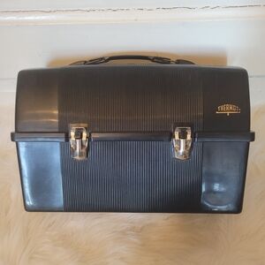 Vtg 50s Thermos Black Plastic Lunch Box
